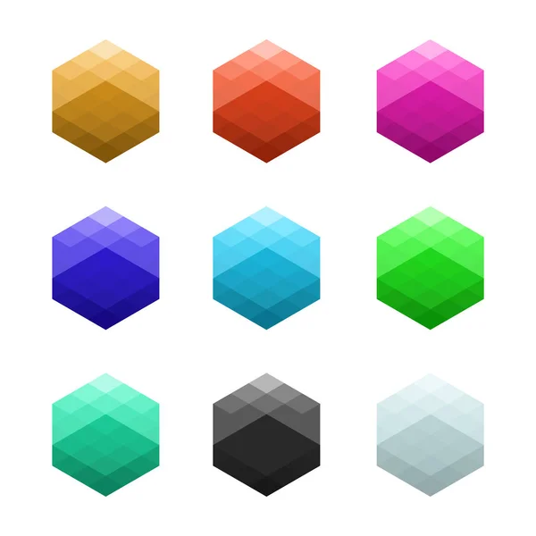 Set de logo-uri abstracte colorate sau design de elemente. Forme hexagonale poligonale pentru identitate și logotipuri . — Vector de stoc