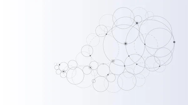 Абстрактный фон. Современная технологическая иллюстрация с сеткой. Геометрический узор с кругами . — стоковый вектор