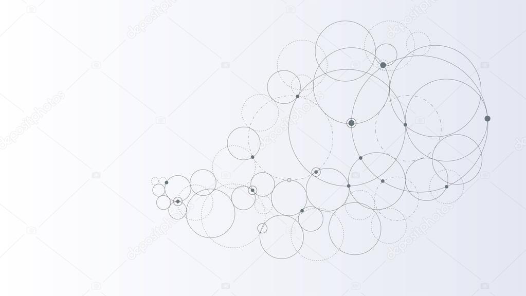 Abstract background. Modern technology illustration with mesh. Geometric pattern with circles.