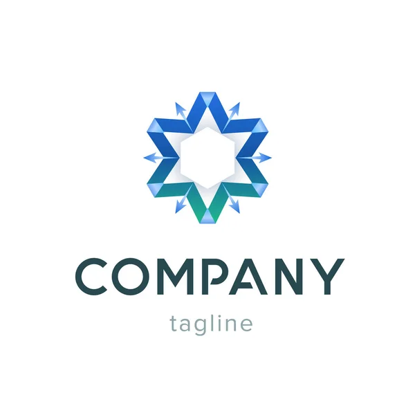 Шаблон логотипа компании Star. Современный синий символ для деловой компании. Дизайн веб креативный знак изолирован . — стоковый вектор