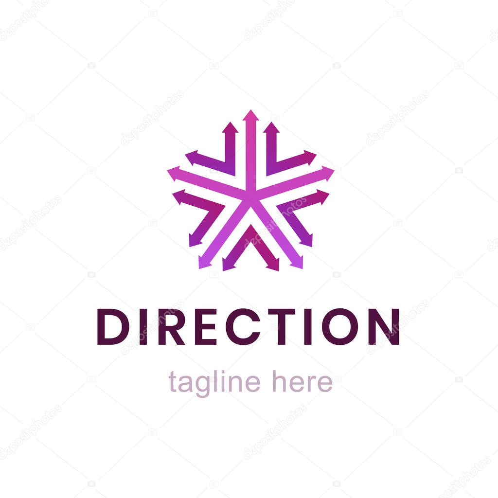 Template direction logo. Creative business sign for corporate identity made of arrows on white background. Isolated branding symbol.