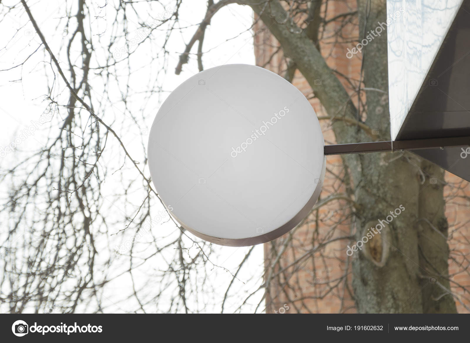 Download Blank Circular Sign Mockup Hanging Outdoors Template White Signboard For Business Branding Stock Photo C Plahotya 191602632 Yellowimages Mockups