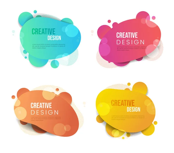 Creative design vector banner templates set. Trendy abstract backgrounds collection with text space. Flamboyant gradient multicolor backdrops with stylish paint bubbles and typography — Stock Vector