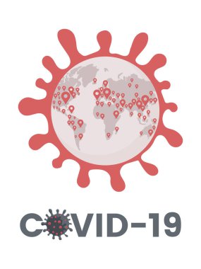 Covid-19 salgını tüm dünyaya yayıldı. Koronavirüsün tehlikeli hücresi, küresel patojen solunum gribi salgını.