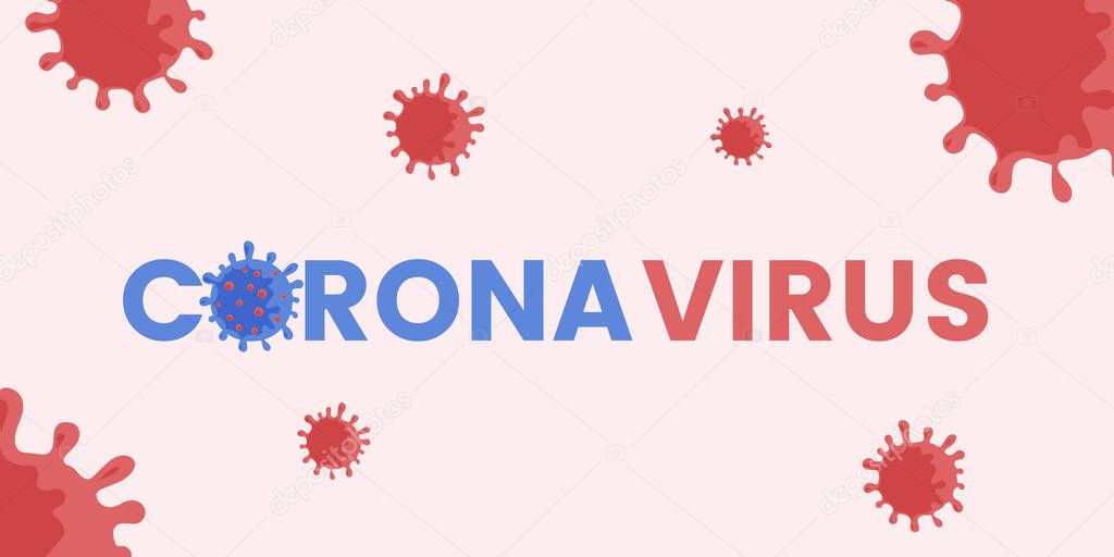 Coronavirus poster design template. Dangerous Covid-19 cells vector flat illustration.