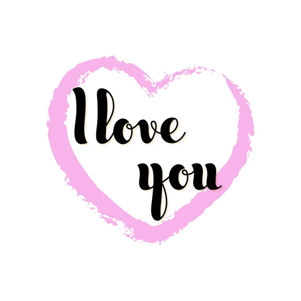 Vector hand written words i Love you inside a pink heart. Greett — Stock Vector