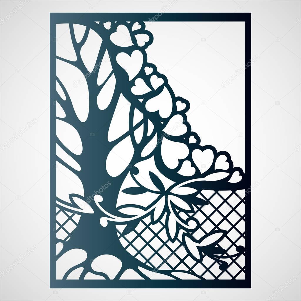 Openwork card with tree and hearts.