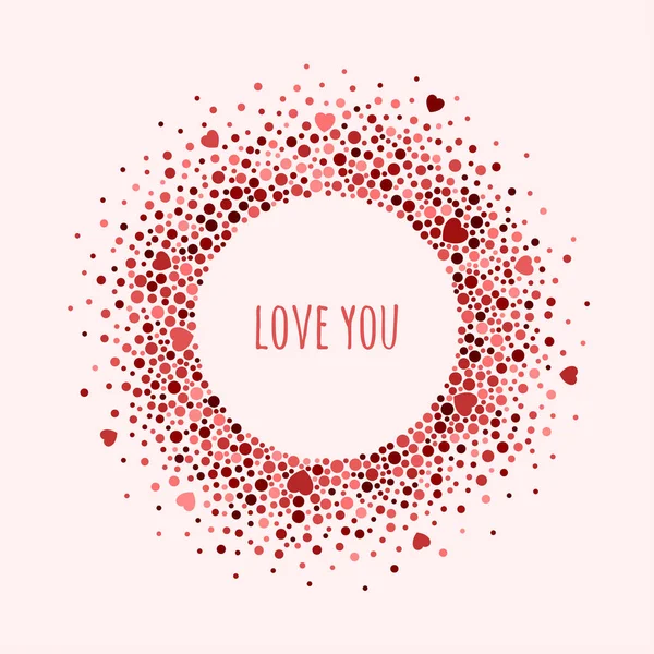 Round dotted frame with space for text. Vector Valentines day abstract background. — Stock Vector