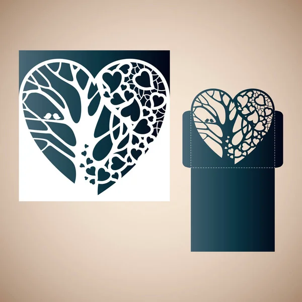 Corazón abierto con un árbol dentro . — Vector de stock