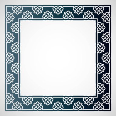 Openwork square frame with celtic motif. Laser cutting template. clipart