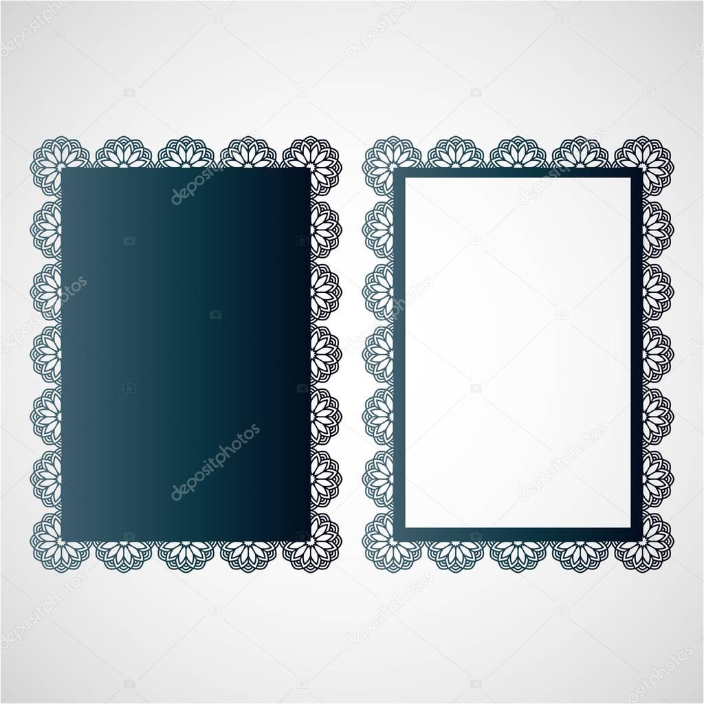 Photo frame template with an openwork floral pattern. 