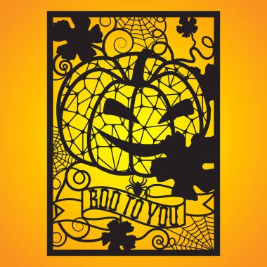 Openwork card with jack and spiderwebs. clipart