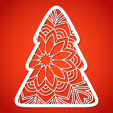 Openwork Christmas tree. Laser Cutting template. clipart