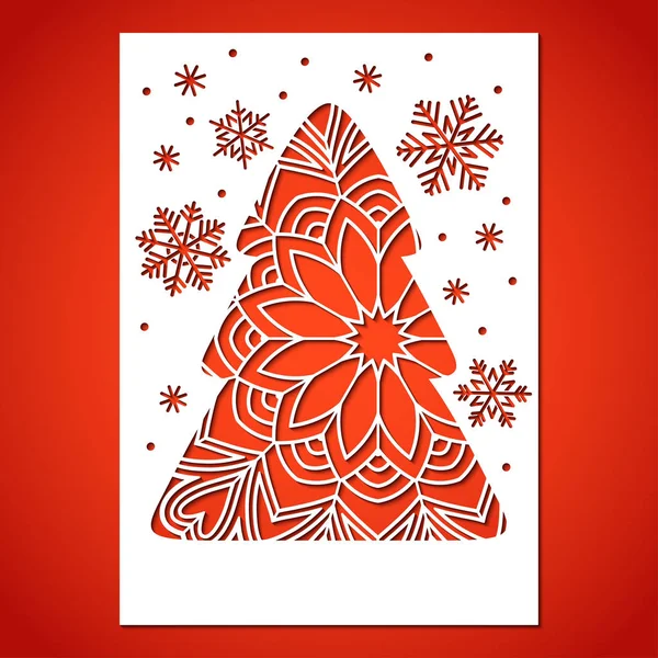 Ajur Noel ağacı ve kar taneleri. 