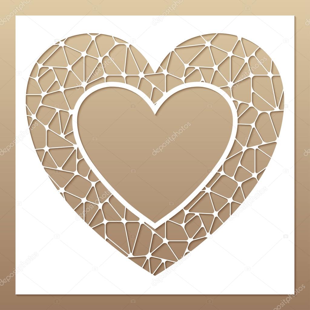 White frame with openwor heart.