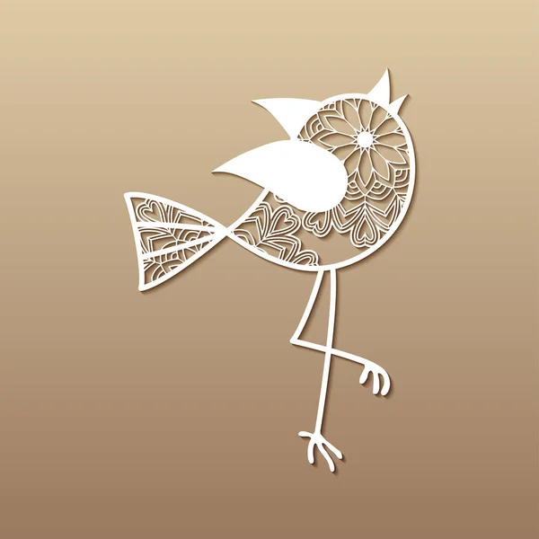 甘い透かし彫り鳥。レーザー カット テンプレート. — ストックベクタ