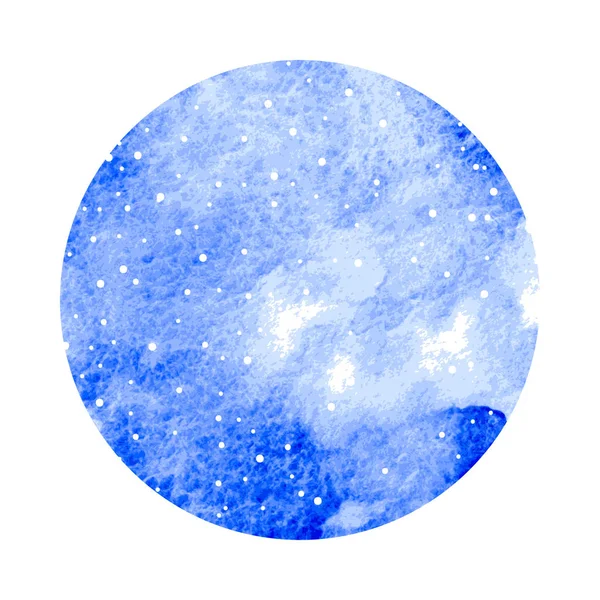 Azul aquarela redonda texturizado fundo com queda de neve . — Vetor de Stock