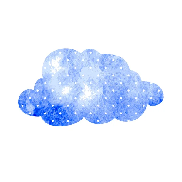 Nuvem azul aquarela com bolinhas em um fundo branco . — Vetor de Stock