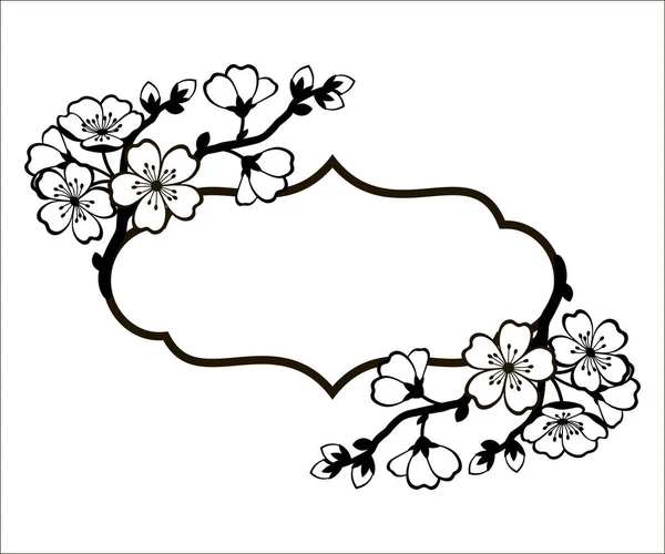 Каркас з гілкою вишневих квітів . — стоковий вектор