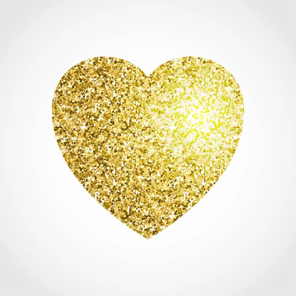 Gold glitter heart on white background Royalty Free Vector
