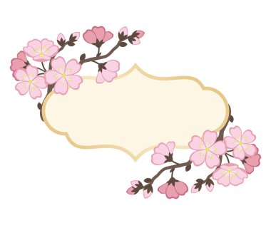 Çerçeve dallarını kiraz çiçekleri ile.