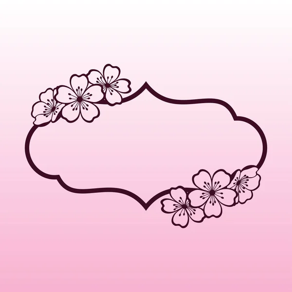 Wzorzysty ramki z kwiatami wiśni lub sakura. Laserowe cięcie szablonów. — Wektor stockowy