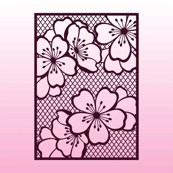 Ένα υποκατάστημα της κερασιάς ή sakura άνθη. Πρότυπο κοπής λέιζερ. — Διανυσματικό Αρχείο
