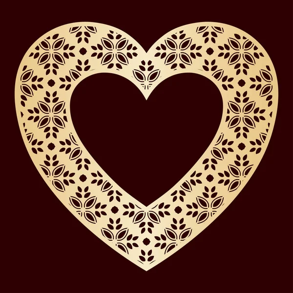 Corazón calado con patrón floral. Plantilla de corte o lámina láser vectorial — Archivo Imágenes Vectoriales
