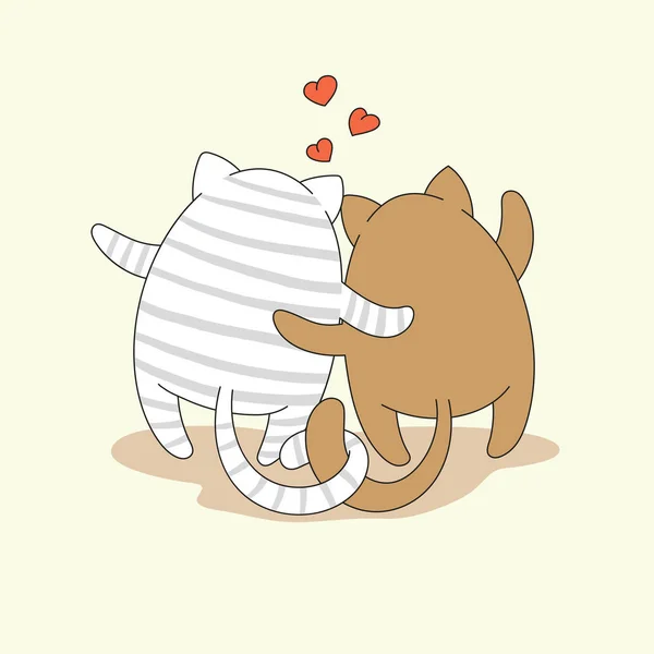 Couple of cartoon hugging cats. Vector illustration. — Stock Vector