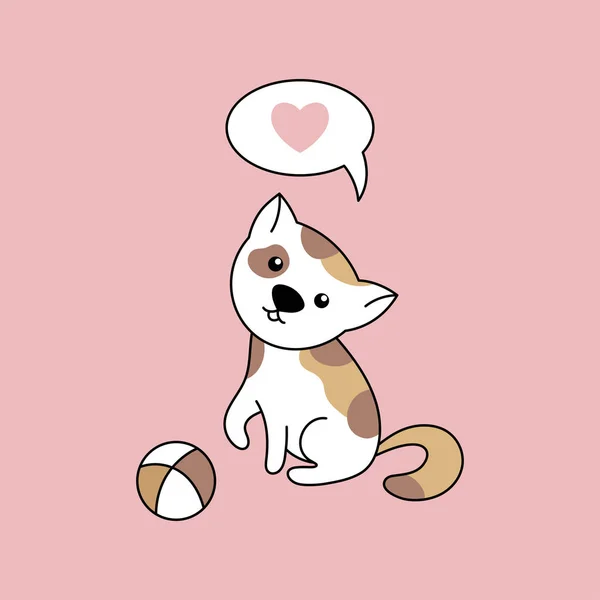 ボールをかわいい漫画子猫。ベクトル図. — ストックベクタ