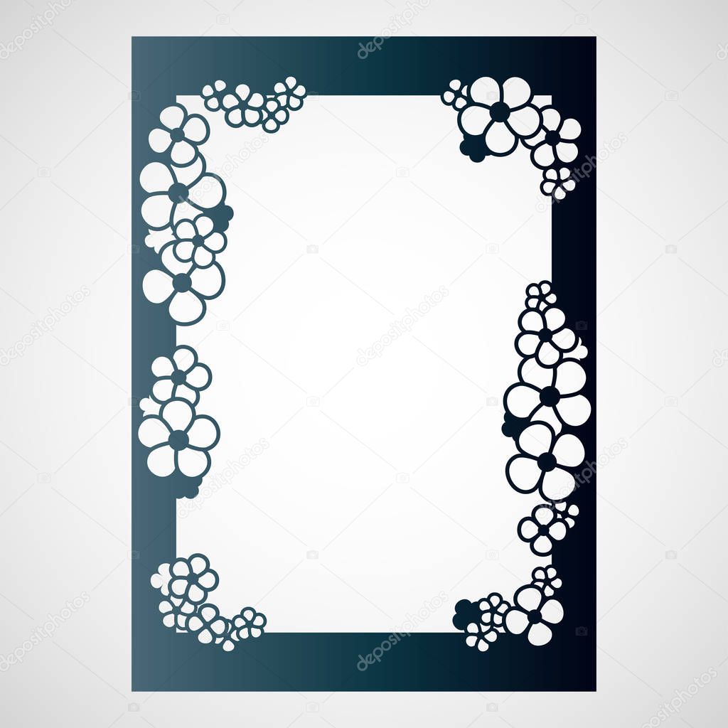 Openwork frame with flowers. Laser cutting template.