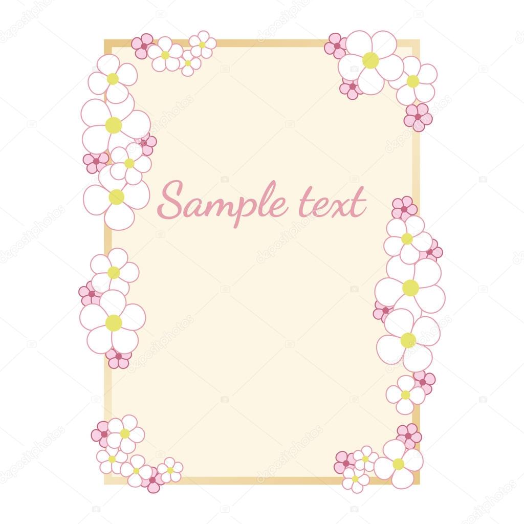 Delicate floral pattern with pink and white flowers. Vector template.