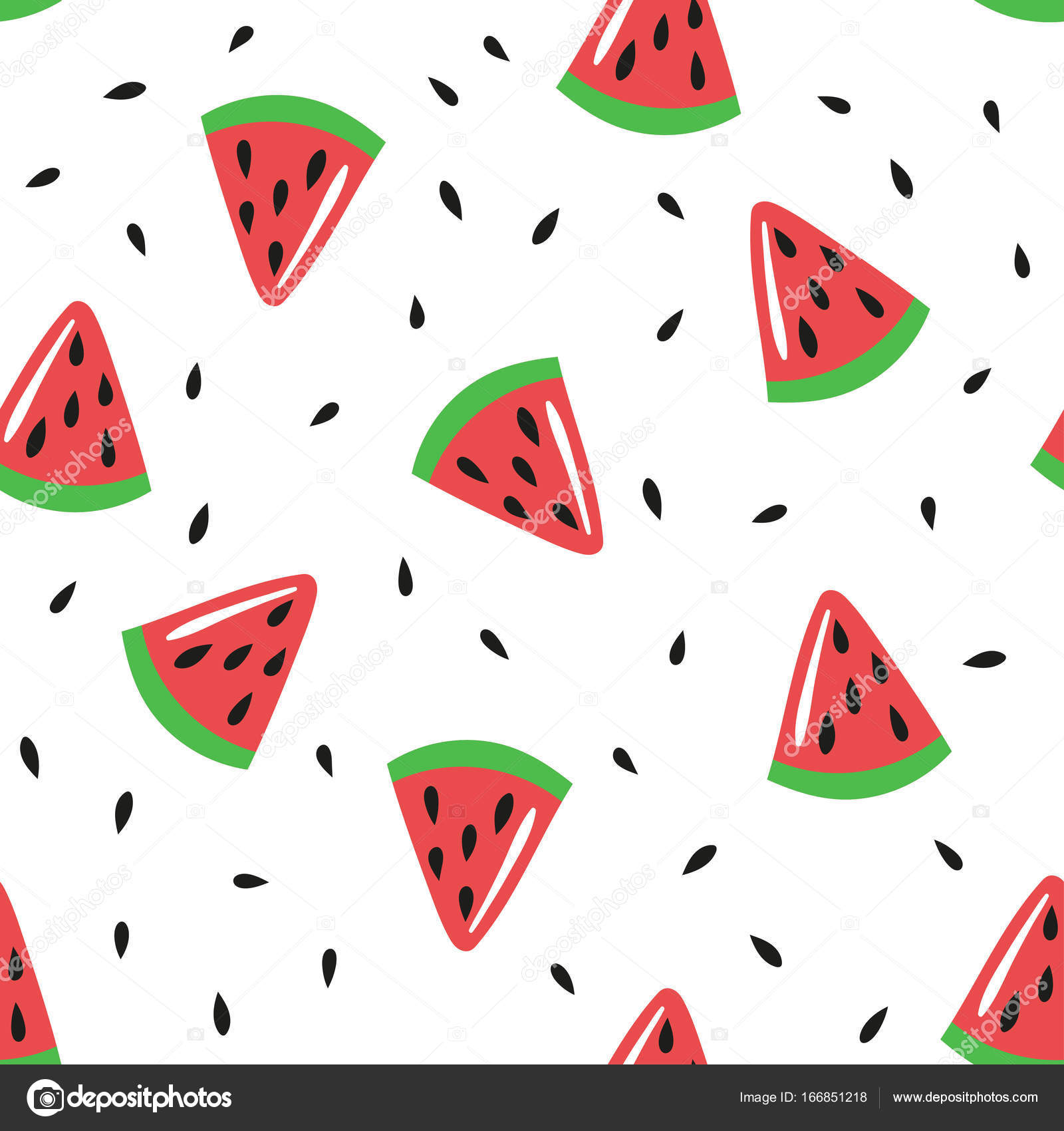 seamless pattern with watermelon slices and seeds vector template