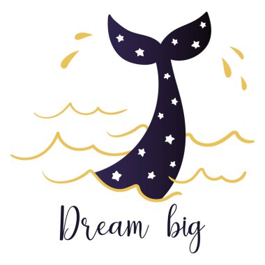 Dalış bir balina ve el yazısı Yazıtı Dream büyük kuyruğu.