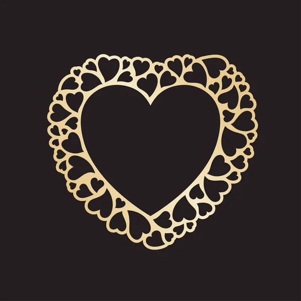 Openwork valentine card with small hearts. Laser cutting vector template. — Stock Vector