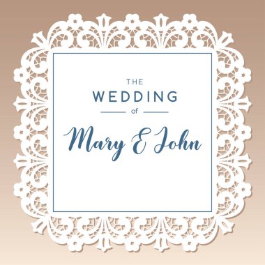 Openwork square card with floral ethnic pattern and area for text. Laser cutting template.