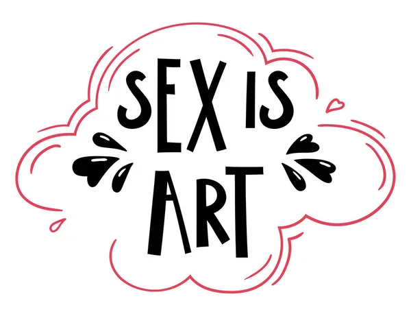 Le sexe est un lettrage d'art. Drôle de phrase dessinée à la main. Modèle vectoriel . — Image vectorielle