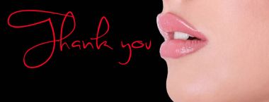 Thank you inscription with lips clipart