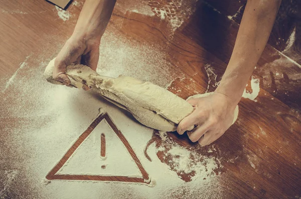 Unhealthy white flour or dough — Stock Photo, Image