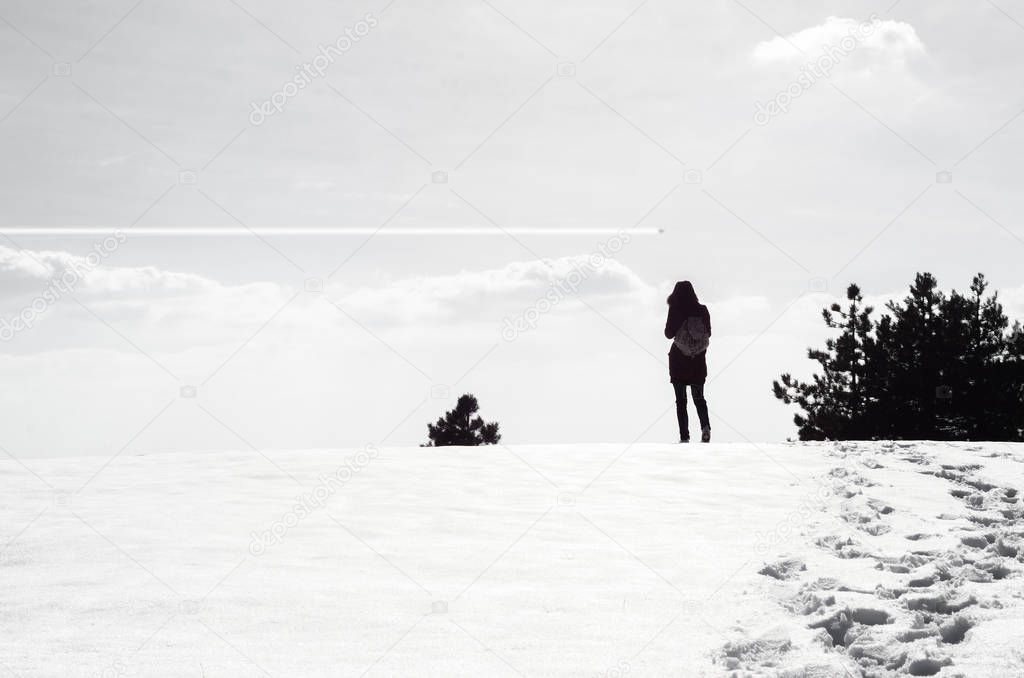 girl climbing on the mountain