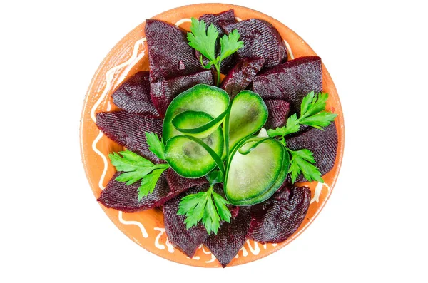 Gegrilde groenten op een kleiplaat — Stockfoto