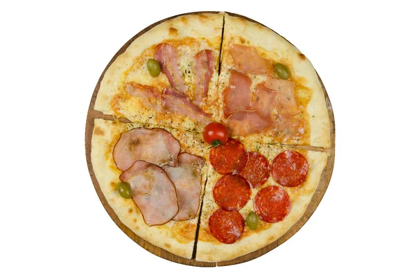 Pizza cztery pory roku z różnych załączników — Zdjęcie stockowe