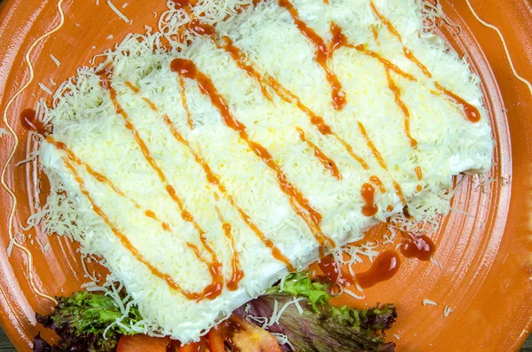 Savory pancake with cheese — Stock Photo, Image