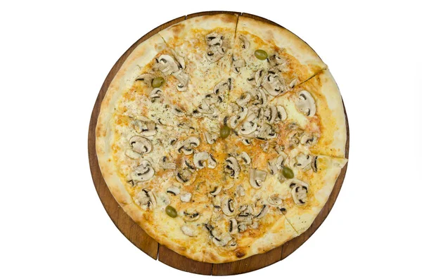 Pizza saborosa com cogumelos — Fotografia de Stock