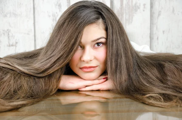 Portrait of girl with long hair — Stock Photo, Image