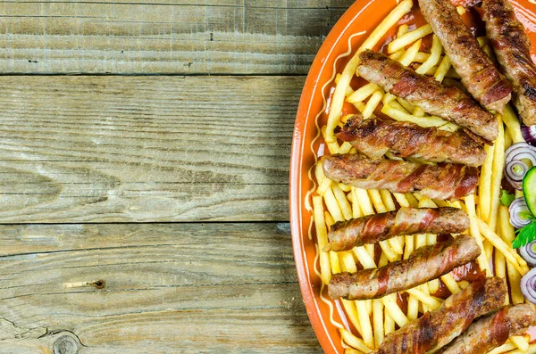 Za tepla válcované kabobs ve slanině — Stock fotografie