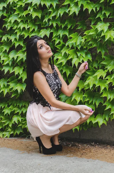 Beautiful girl posing in elegant dress — Stock Photo, Image