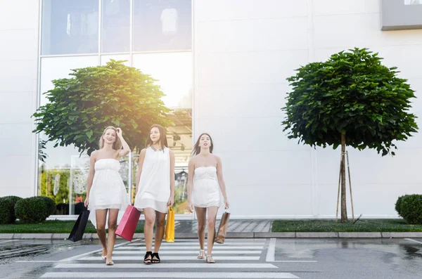 Mujeres jóvenes con bolsas de compras — Foto de Stock