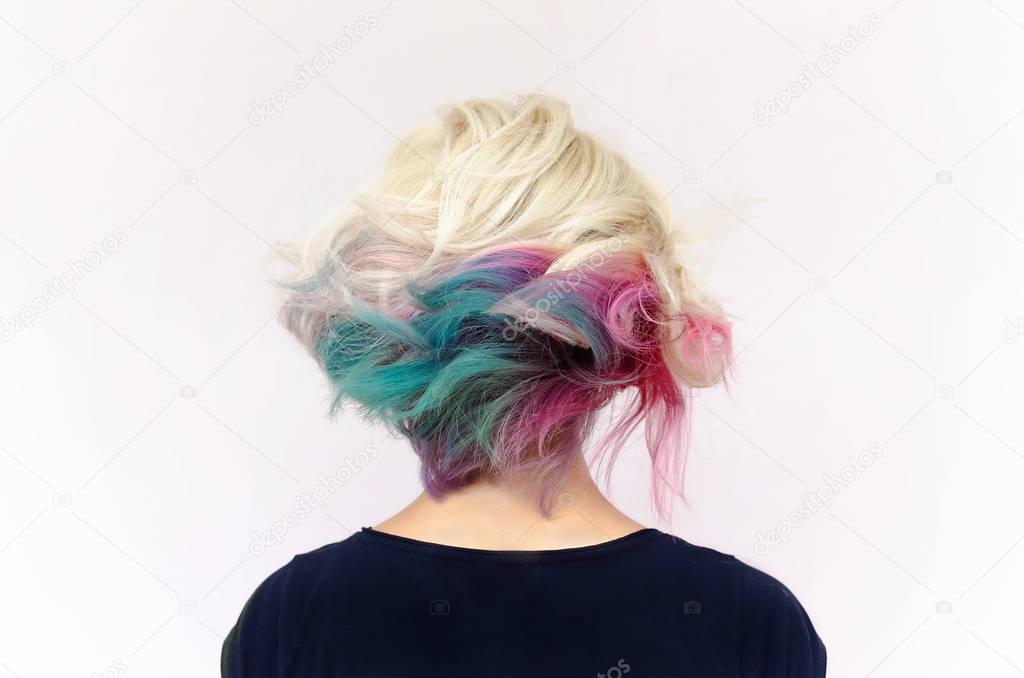 Rainbow unicorn fluttering haircut
