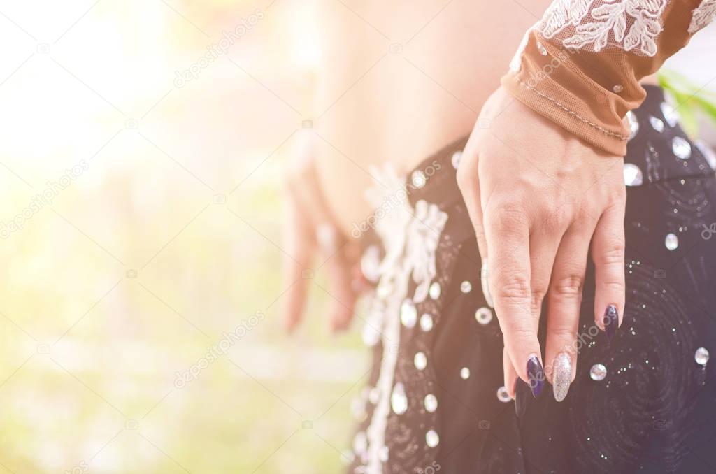 Belly dancer closeup of hand